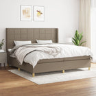Box spring with taupe fabric mattress 200x200 cm