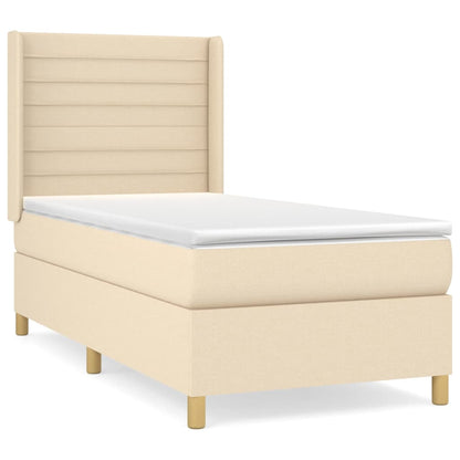 Boxspring Met Matras Stof Kleurig Crème 80 x 200 cm Horizontale strepen