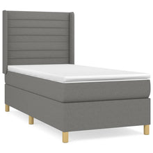 Boxspring Met Matras Stof Donkergrijs 90 x 190 cm Horizontale strepen
