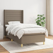 Box spring with fabric mattress taupe 90x190 cm