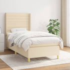 Boxspring met matras stof crèmekleurig 90x190 cm 90 x 190 cm Crème