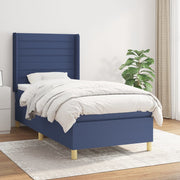 Box spring with mattress fabric blue 90x190 cm