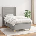 Boxspring met matras stof lichtgrijs 90x200 cm