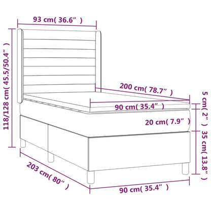 Boxspring Met Matras Stof Donkergrijs 90 x 200 cm Horizontale strepen
