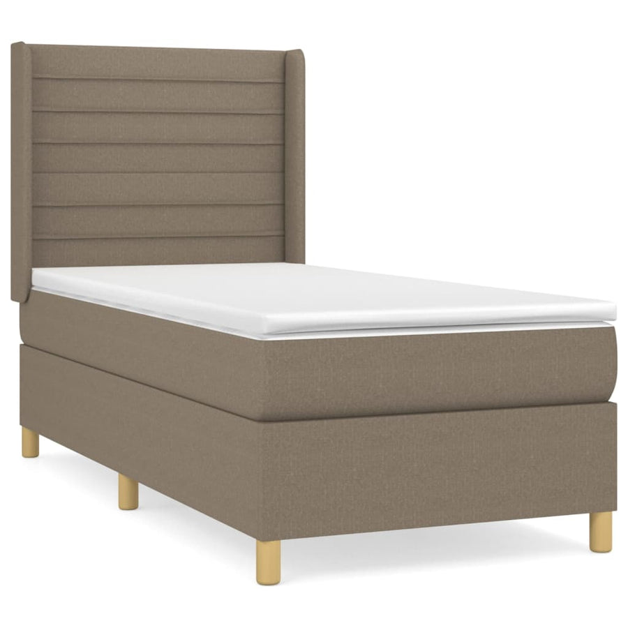 Boxspring met matras stof taupe 90x200 cm 90 x 200 cm Taupe