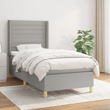 Boxspring Met Matras Stof Lichtgrijs 100 x 200 cm Horizontale strepen