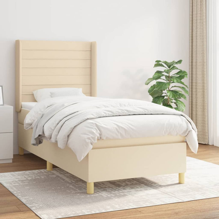 Boxspring Met Matras Stof Lichtgrijs 90X190 Cm