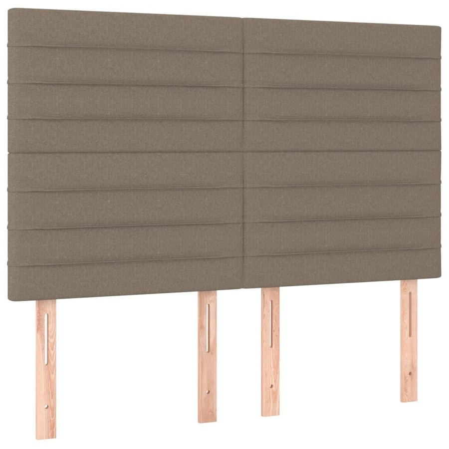 Boxspring met matras stof taupe 140x190 cm 140 x 190 cm Horizontale strepen