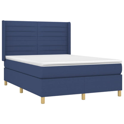 Boxspring Met Matras Stof Blauw 140 x 190 cm Horizontale strepen