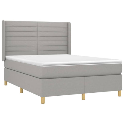 Boxspring Met Matras Stof Lichtgrijs 140 x 200 cm Horizontale strepen