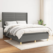 Boxspring met matras 140x200 cm donkergrijs stof