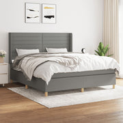 Box spring with dark gray fabric mattress 160x200 cm