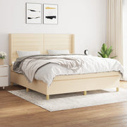 Box spring with fabric cream-colored mattress 160x200 cm