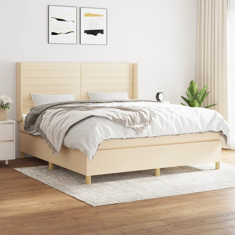 Boxspring Met Matras Stof Kleurig 180 x 200 cm Crème