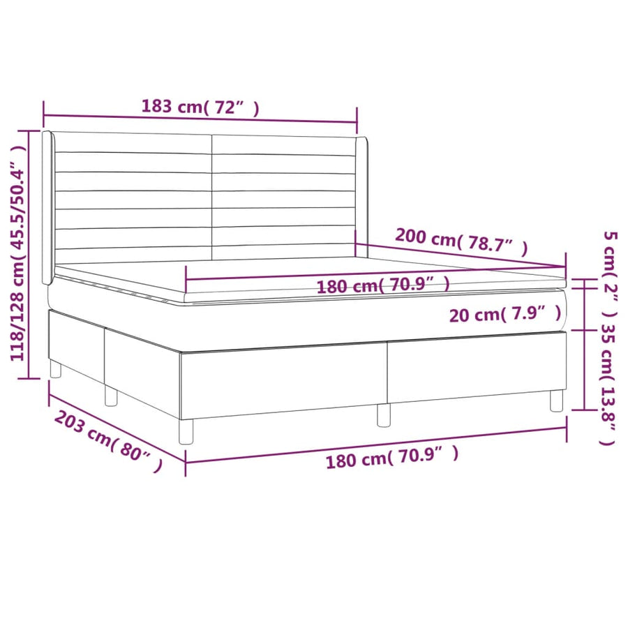 Boxspring Met Matras Stof Blauw 180X200 Cm Blauw 180 x 200 cm Horizontale strepen