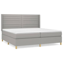 Boxspring Met Matras Stof Lichtgrijs 200 x 200 cm Horizontale strepen
