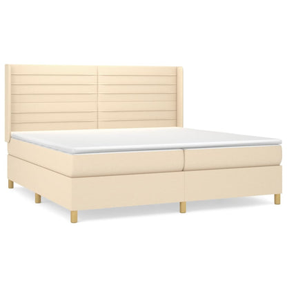 Boxspring Met Matras Stof Kleurig Crème 200 x 200 cm Horizontale strepen