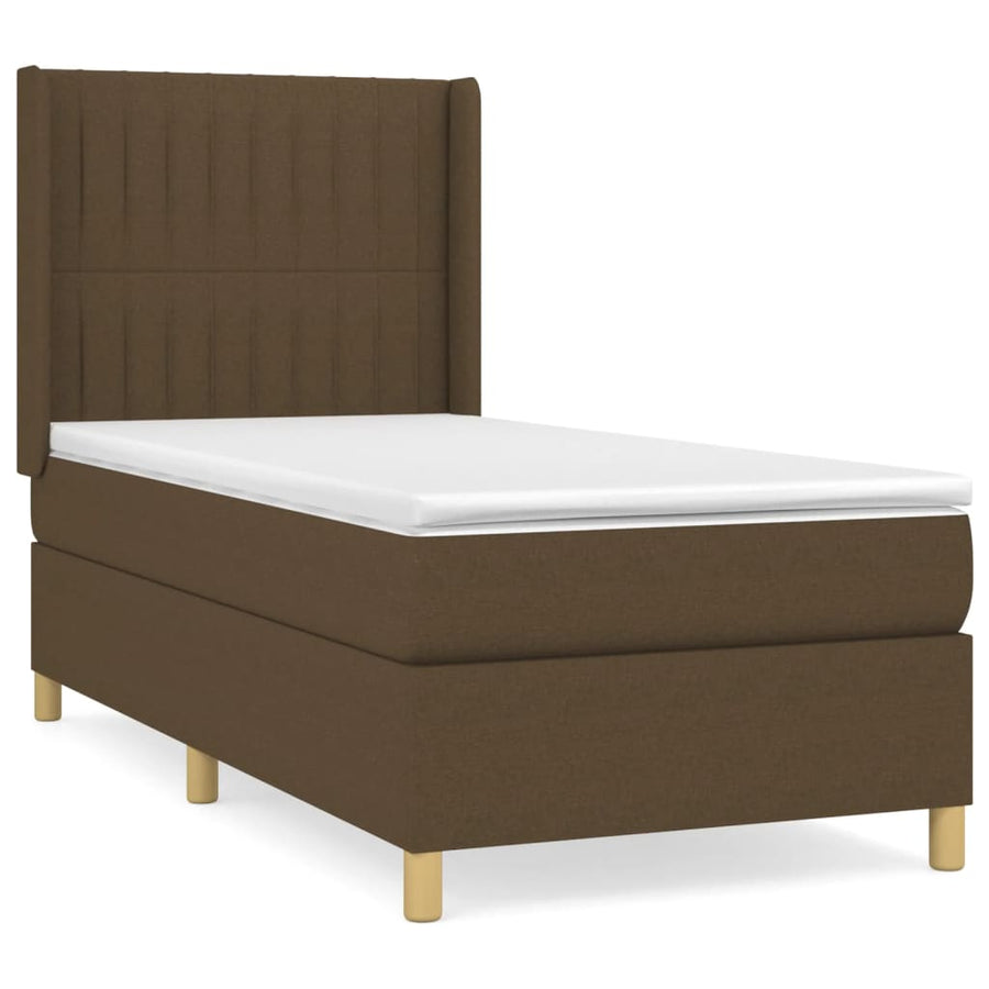 Boxspring Met Matras Stof Donkerbruin 80 x 200 cm Verticale strepen