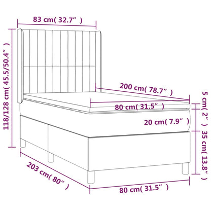 Boxspring Met Matras Stof Donkerbruin 80 x 200 cm Verticale strepen