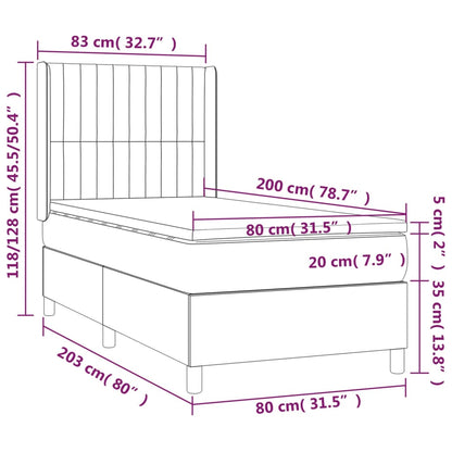 Boxspring Met Matras Stof Blauw 80 x 200 cm Verticale strepen