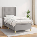 Boxspring met matras stof lichtgrijs 90x190 cm