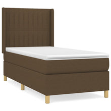 Boxspring Met Matras Stof Donkerbruin 90 x 190 cm Verticale strepen