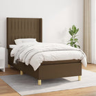 Boxspring Met Matras Stof Donkerbruin 90 x 190 cm Verticale strepen