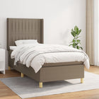 Boxspring met matras stof taupe 90x190 cm 90 x 190 cm Taupe