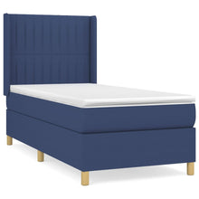 Boxspring Met Matras Stof Blauw 90 x 190 cm Verticale strepen