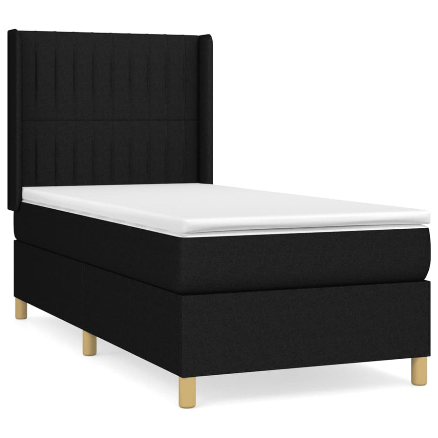Boxspring Met Matras Stof Zwart 90 x 200 cm Verticale strepen