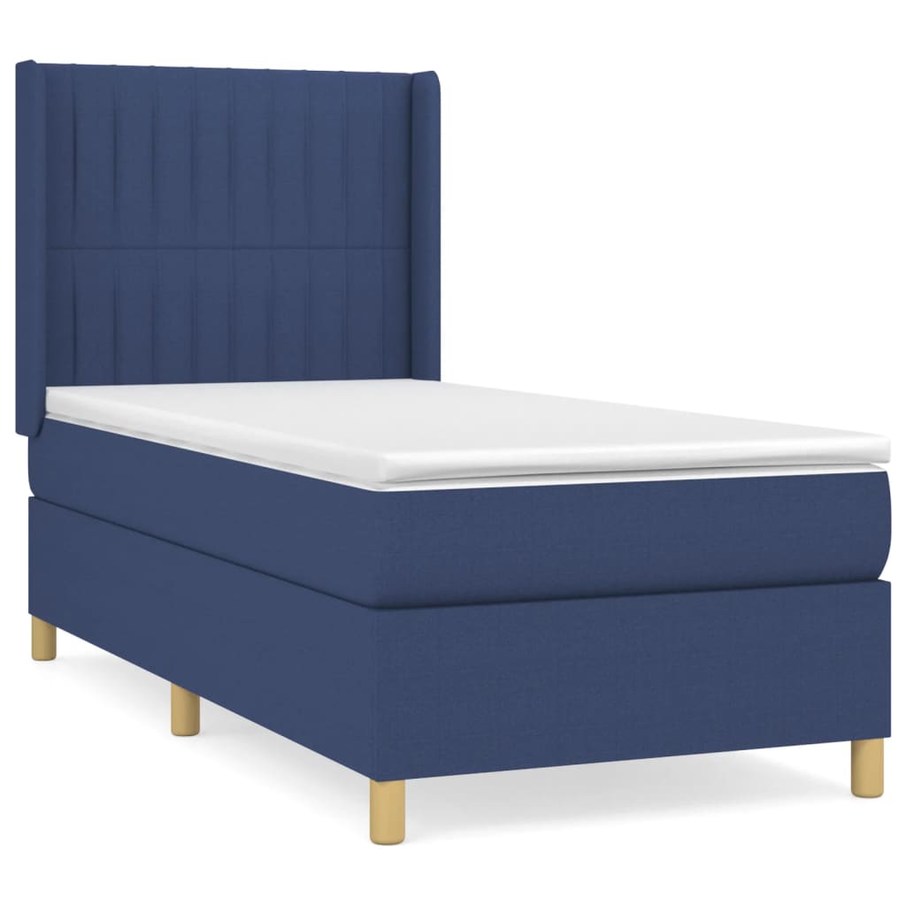Boxspring Met Matras Stof Blauw 90 x 200 cm Verticale strepen