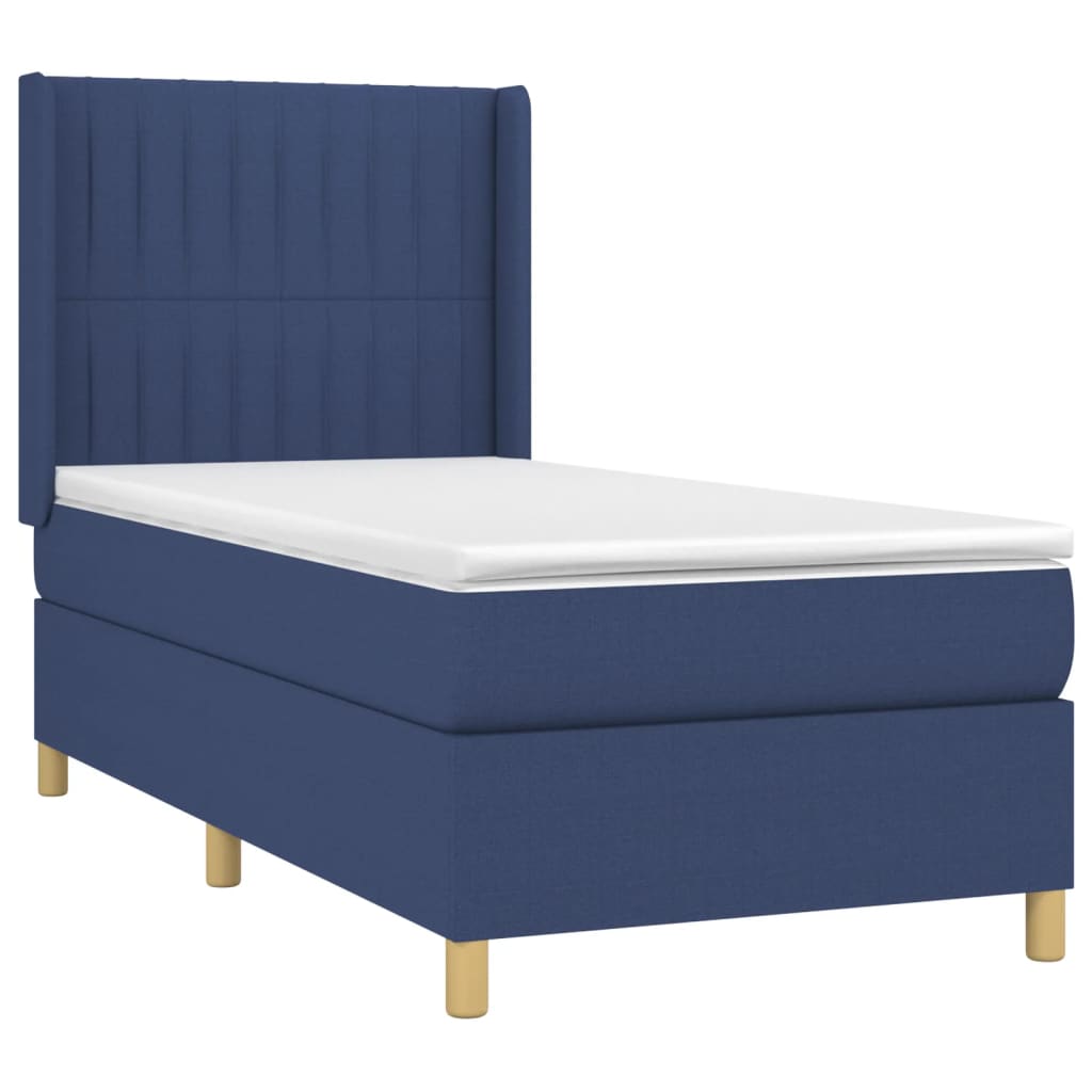 Boxspring Met Matras Stof Blauw 90 x 200 cm Verticale strepen