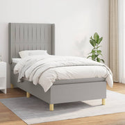 Box spring with fabric mattress light grey 100x200 cm