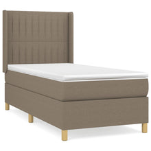 Boxspring met matras stof taupe 100x200 cm 100 x 200 cm Verticale strepen