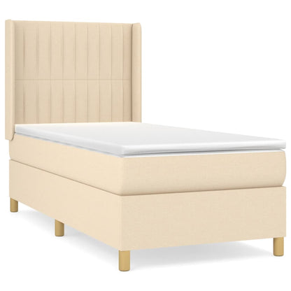 Boxspring Met Matras Stof Kleurig Crème 100 x 200 cm Verticale strepen