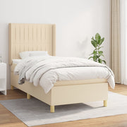 Box spring with cream-coloured fabric mattress 100x200 cm
