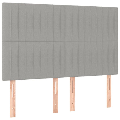Boxspring Met Matras Stof Lichtgrijs 140 x 190 cm Verticale strepen
