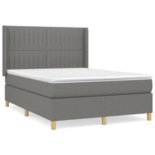 Boxspring Met Matras Stof Donkergrijs 140 x 190 cm Verticale strepen