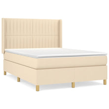 Boxspring Met Matras Stof Kleurig Crème 140 x 190 cm Verticale strepen