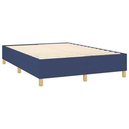 Boxspring Met Matras Stof Blauw 140 x 190 cm Verticale strepen