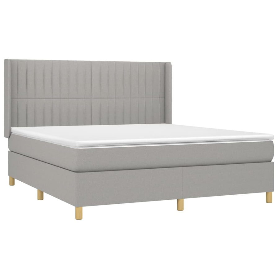 Boxspring Met Matras Stof Lichtgrijs 160 x 200 cm Verticale strepen