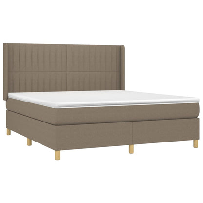 Boxspring Met Matras Stof Taupe 160 x 200 cm Verticale strepen