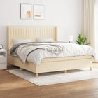 Boxspring Met Matras Stof Kleurig Crème 160 x 200 cm Verticale strepen