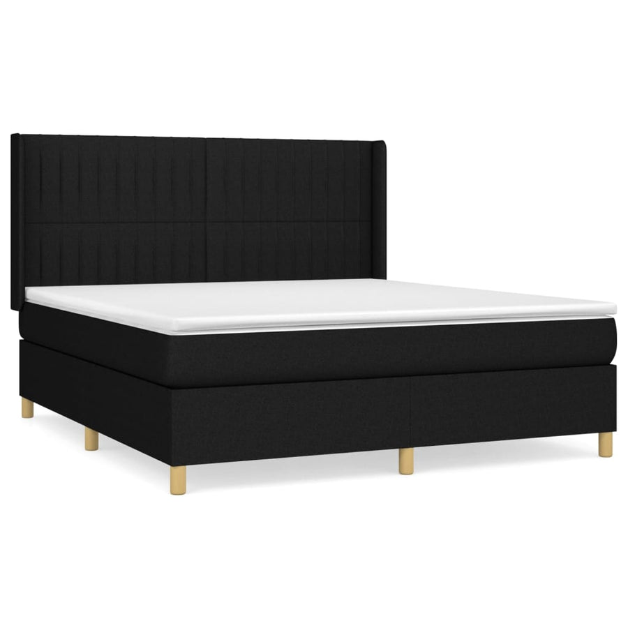 Boxspring Met Matras Stof Zwart 180 x 200 cm Verticale strepen