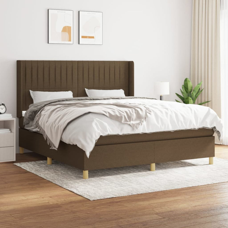 Boxspring Met Matras Stof 180 x 200 cm Donkerbruin