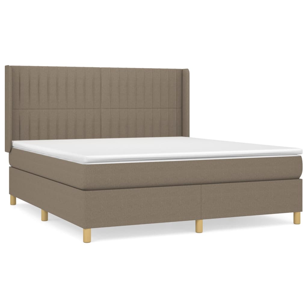 Boxspring Met Matras Stof Taupe 180 x 200 cm Verticale strepen
