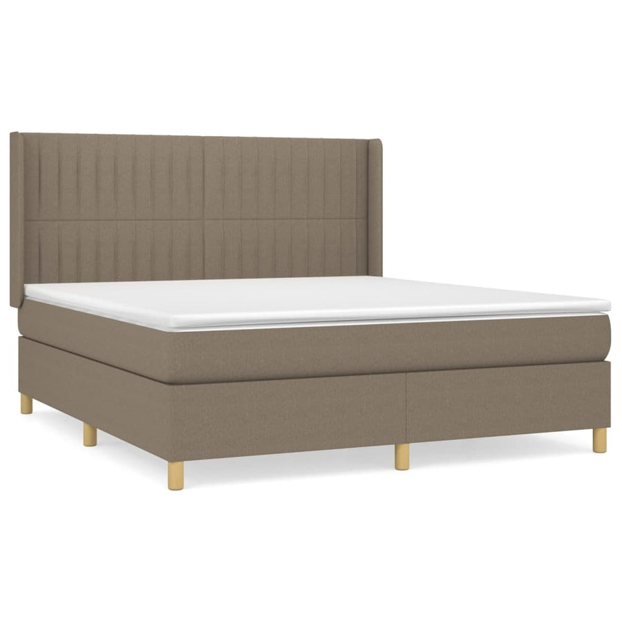 Boxspring Met Matras Stof Taupe 180 x 200 cm Verticale strepen