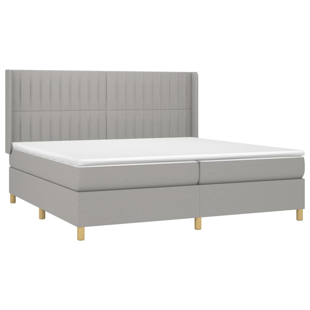 Boxspring Met Matras Stof Lichtgrijs 200 x 200 cm Verticale strepen
