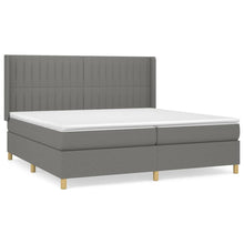 Boxspring Met Matras Stof Donkergrijs 200 x 200 cm Verticale strepen