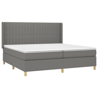 Boxspring Met Matras Stof Donkergrijs 200 x 200 cm Verticale strepen